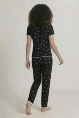 Ensemble Pyjama Fleuri Femme Col V Manches Courtes & Pantalon - Prairie Enchantée