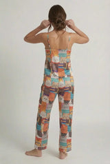 Ensemble Pyjama Satin Fleuri Femme Camisole Bretelles & Pantalon - Riviera Satin