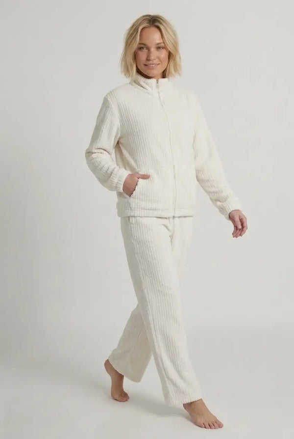 Ensemble Pyjama Polaire Femme Zippé Portable Dehors Manches Longues - Cottage
