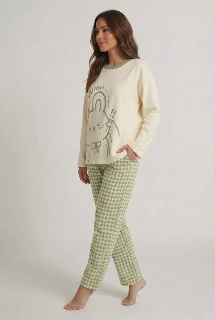 Pyjama Grande Taille Femme Cartoon Manches Longues & Pantalon - Grandes Joies