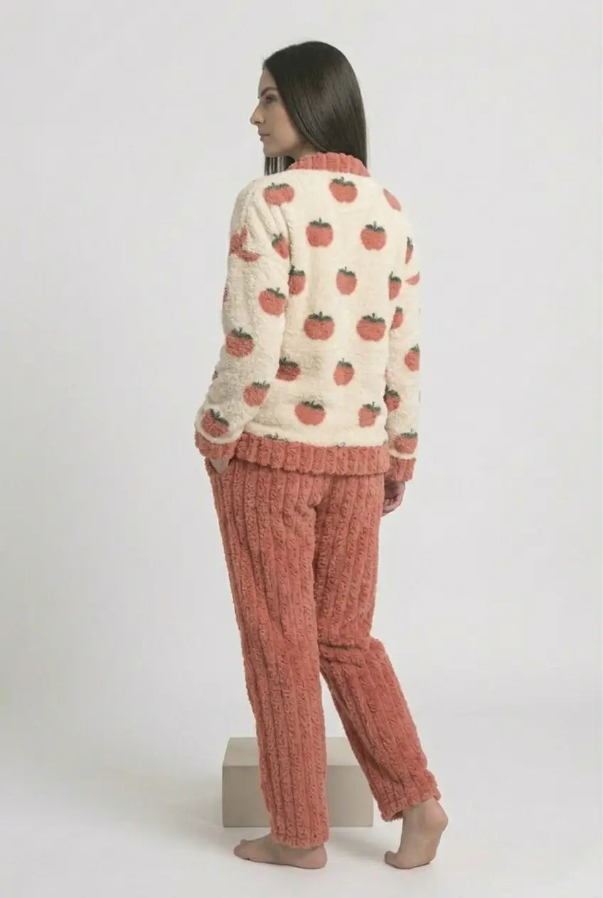 Ensemble Pyjama Grossesse Flanelle Chaud Femme Manches Longues - Maman Douce