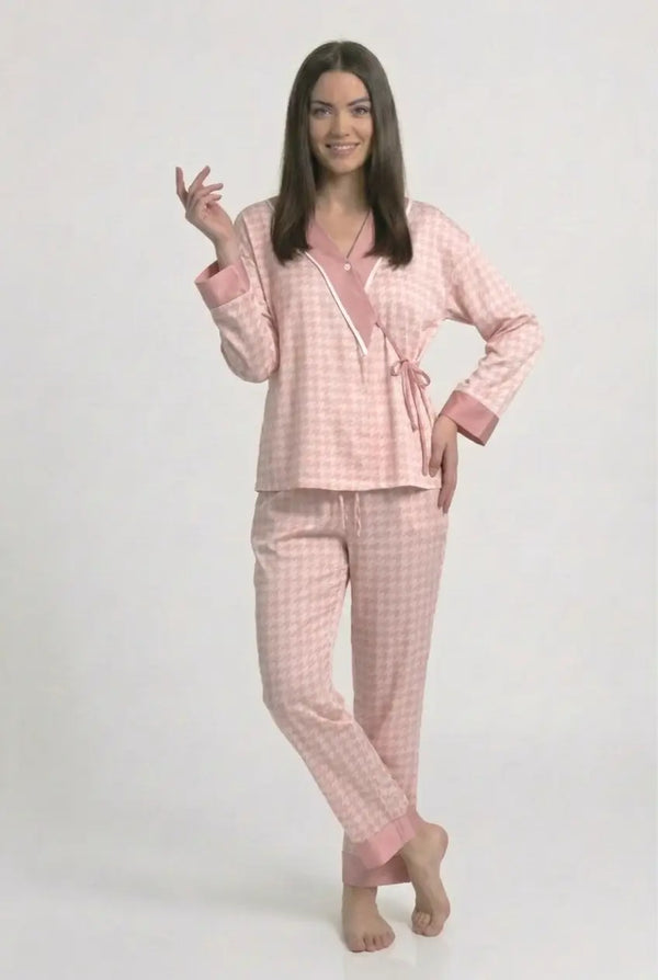 Pyjama Grossesse Allaitement Femme Coton Ouverture Manches Longues - Maternelle