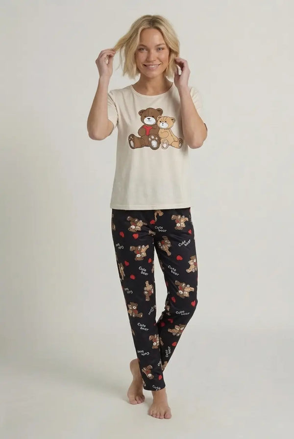 Ensemble Pyjama Coton Short Femme Cartoon Manches Courtes - Anime Vibes