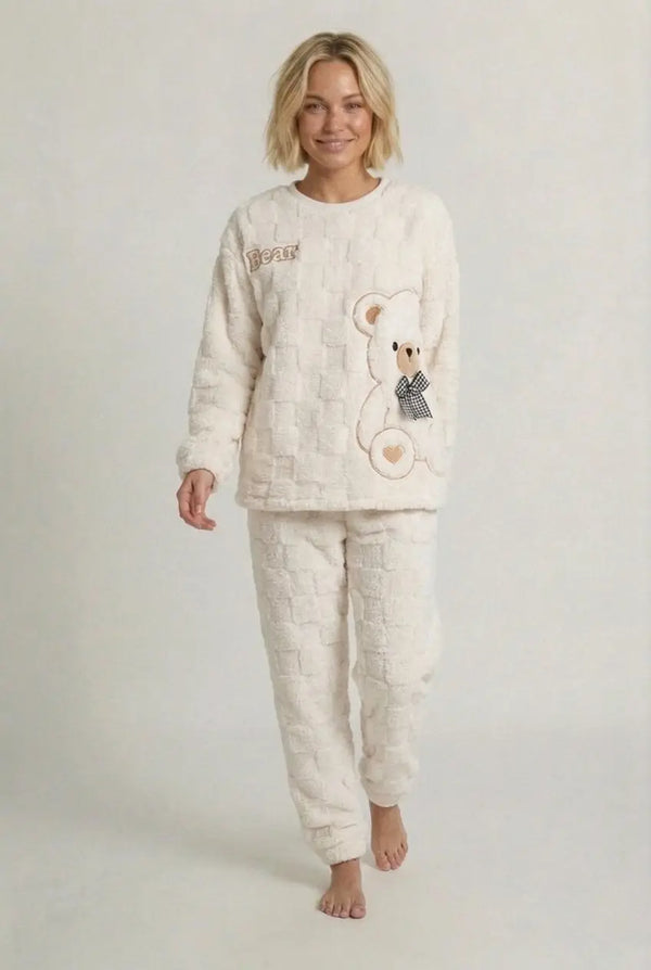 Ensemble Pyjama Flanelle Ours Femme Épais Chaud Hiver - Fluffy Bear