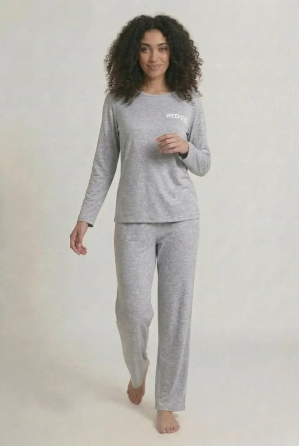 Ensemble Pyjama Femme Lettres Manches Longues Toute Saison - Slogan Chic