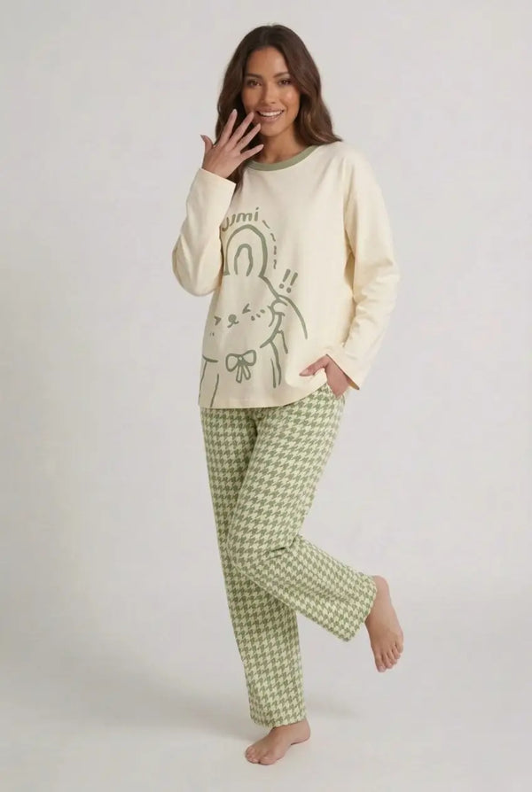 Pyjama Grande Taille Femme Cartoon Manches Longues & Pantalon - Grandes Joies